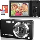 Cámara Digital Compacta 56MP 2160P HD Cámara de Fotos 20X Digital Zoom 2,7″ LCD Cámara Portátil Compacta con Tarjeta 32GB, Recargable Cámara para Niños, Principiantes, Adulto