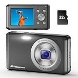 Cámara Digital, HD 1080P Cámara Compacta con Tarjeta de Memoria de 32GB, Cámara de 48 Megapíxeles, LCD de 2,4 Pulgadas 16x Zoom Cámara Digital para Principiantes y Adolescentes(Negro)