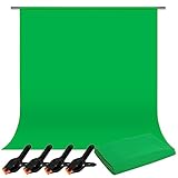 Fondo Fotográfico 2 x 3M Pantalla Verde Croma Estudio Profesional Green Screen con 4 Clips, Plegable Portátil Telón de Fondo de Poliéster Chroma Pantalla para Grabar Vídeo Fotografía y Televisión