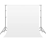 Fondo Fotográfico Blanco para Vídeo de 3x3m, Bonvvie Fondo Fotográfico Resistente a Las Arrugas, Fondo de Muselina Lavable para Estudio Fotográfico, Televisión, Zoom, Youtube, Reunión en Línea