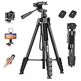 Nineigh 190cm Tripode Camara, Tripode para Movil con Columna Central Transversal, Ligero Tripod de Aluminio con Soprtre de Teléfono y Control Remoto para iPhone Samsung Huawei Cámara